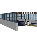 Modern Station Platform With Glass Structure And Safety Stripes Signage