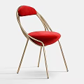Elegant Red Velvet Leisure Chair With Golden Metal Frame And Modern Design