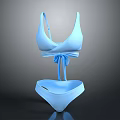 Light Blue Two Piece Bikini Swimsuit With Tied Bow Design For Women