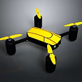 Yellow And Black Drone With Four Propellers And Streamlined Body Structure 3d model
