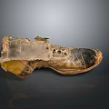 Vintage Worn Leather Shoes With Distressed Upper And Aged Sole Details