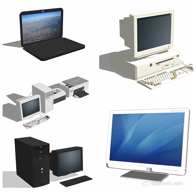 Various Computer Devices Displaying Laptop Desktop PC Tower All in One and Monitor 3d model 