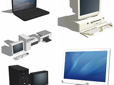 Various Computer Devices Displaying Laptop Desktop PC Tower All in One and Monitor 3d model