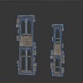 Architectural Model Of Two Gothic Stone Towers With Arched Windows