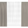 Modern Curtains With Flowing Sheer Middle And Textured Side Panels In Beige And White