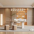 Log Study Desk Bookcase Ornaments Vase Book Single Chair Decorative Cabinet Computer Stool 3d model
