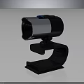 Black And Silver Webcam With Adjustable Stand HD Lens And Blue Accent