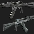 Two Military Assault Rifles Detailed View With Black Tactical Design And Magazine