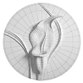 White Circular Relief Sculpture With Calla Lily Design Curved Lines And Textured Surface