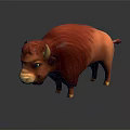 Vibrant 3D Cartoon Bull Character With Red Fur Yellow Horns And Green Eyes