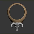 Fashionable Bull Head Ring With Metallic Copper Silver Finish And Unique Design