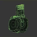 Black Tactical Explosive Weapon With Circular Base And Glowing Top Structure 3d model