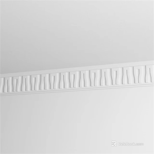 Elegant White Sculptural Carving With Uniformly Arranged Curved Patterns For Wall Decoration 3d model 
