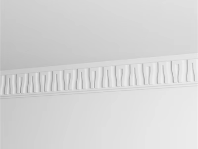 Elegant White Sculptural Carving With Uniformly Arranged Curved Patterns For Wall Decoration 3d model