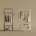 Black and White Clothes Racks with Coats Dresses Shoes and Bags Storage