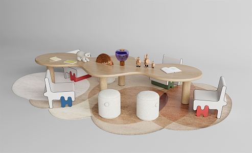 Modern Children's Table and Chair Children's Leisure Table and Chair Combination 3d model