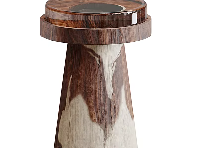 Elegant Wooden Side Table With Round Top Natural Grain And Modern Conical Base 3d model