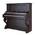 Elegant Dark Wood Upright Piano With Carved Legs And Decorative Panels