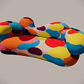 Three Seater Sofa Featuring Vibrant Multicolored Polka Dots Modern Artistic Style