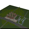 High Rise Residential Buildings Complex With Green Surroundings And Basketball Court