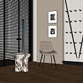 Modern Leisure Chair Leisure Chair Floor Lamp Side Table 3d model