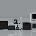 Essential Modern Kitchen Appliances Set With Microwave Coffee Maker And Oven