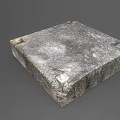 Square Worn Stone Block With Rough Surface And Metal Corner Fasteners On Gray Background 3d model