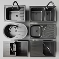 Modern Kitchen Sinks Single And Double Bowl With Drainers Functional Design 3d model