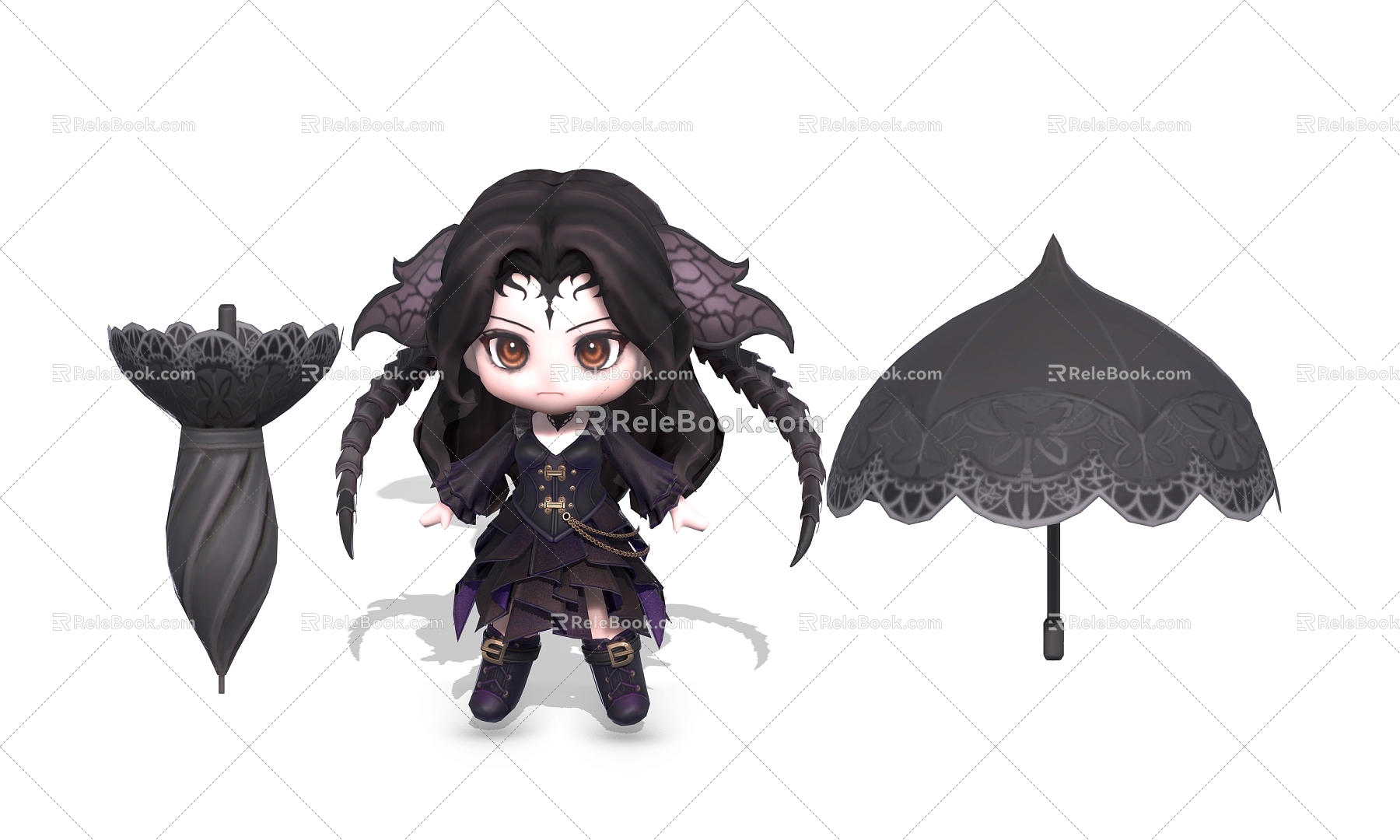 Cartoon Witch Anime Witch Anime Character Q version Witch 3d model