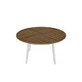 Modern Round Dining Table With Wooden Striped Top And White Legs
