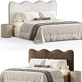 Modern Double Bed Interior With Upholstered Headboard White Pillows And Neutral Bedding