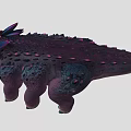 Cute Purple Fantasy Game And Movie Character With Blue Spikes And Big Eyes