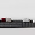 Black Leather Sectional Sofa with Red White and Patterned Throw Pillows Modern Living Room 3d model