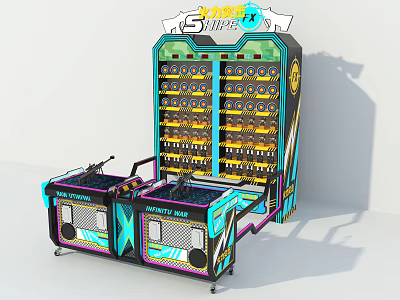 Super Shooter 5 Arcade Amusement Equipment With Two Player Shooting Ball And Colorful Design 3d model