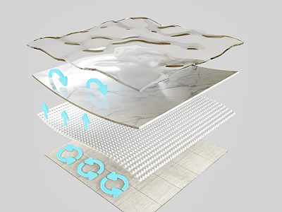 Floor Tiles Multi Layer Structure With Marble Surface Support Layer And Breathable Design 3d model