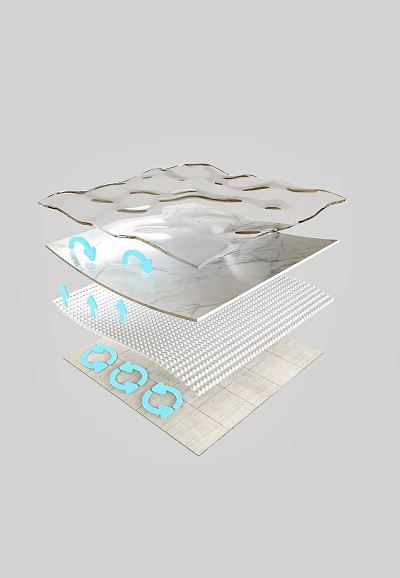 Floor Tiles Multi Layer Structure With Marble Surface Support Layer And Breathable Design 3d model