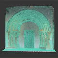 Ancient Historical Architecture Featuring Intricate Arched Doorway With Carved Columns