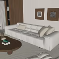 Modern Living Room Interior With Wooden Accent Wall Light Brown Sofa And Round Coffee Table