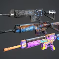 Vibrant Graffiti Designed Rifles With Various Colorful Patterns And Bright Styles