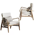 Elegant Modern Armchair With Wooden Frame White Upholstery And Gray Cushion