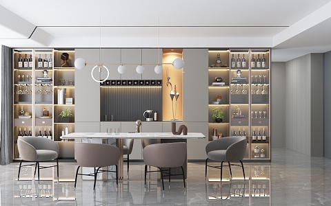 Minimalist Modern Light Luxury Restaurant Door Wall Cabinet 3d model