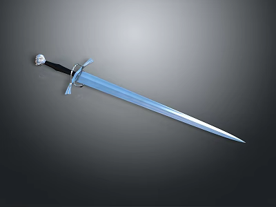 Medieval Silver Sword With Decorative Hilt And Long Sharp Blade 3d model