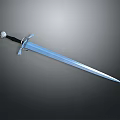 Medieval Silver Sword With Decorative Hilt And Long Sharp Blade