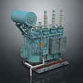 Industrial Teal Colored Power Transformer With Insulation Bushings And Base Structure