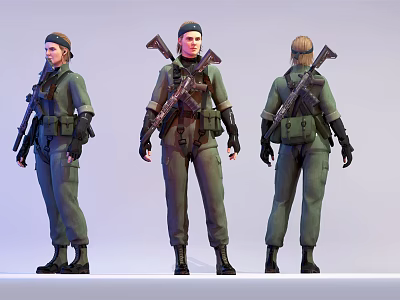 Modern Soldier Female Soldier 3d model