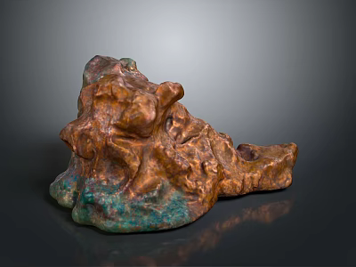 Natural Wooden Stone Sculpture With Brown Green Texture And Smooth Surface 3d model