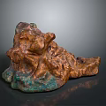 Natural Wooden Stone Sculpture With Brown Green Texture And Smooth Surface