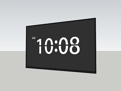 Modern Flat Screen TV Displaying AM 10 08 Digital Time On Black Screen 3d model
