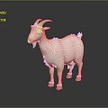 Realistic White Goat 3D Model Standing on Dark Background with Reflection 3d model