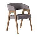Modern Wooden Dining Table Set With Light Beige And Gray Upholstered Chairs